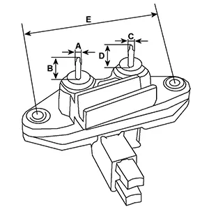 Côtes et dimensions du régulateur d'alternateur